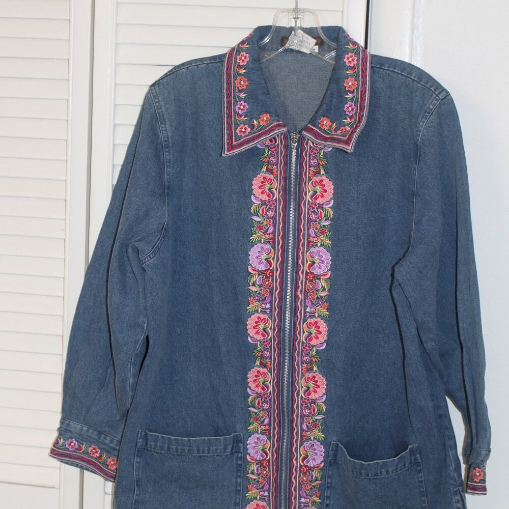 Blaine Trump Denim Embroidered Oversized Denim Jacket
